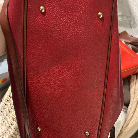 Dooney & Bourke Red and Brown Leather Satchel - Picture 6 of 8